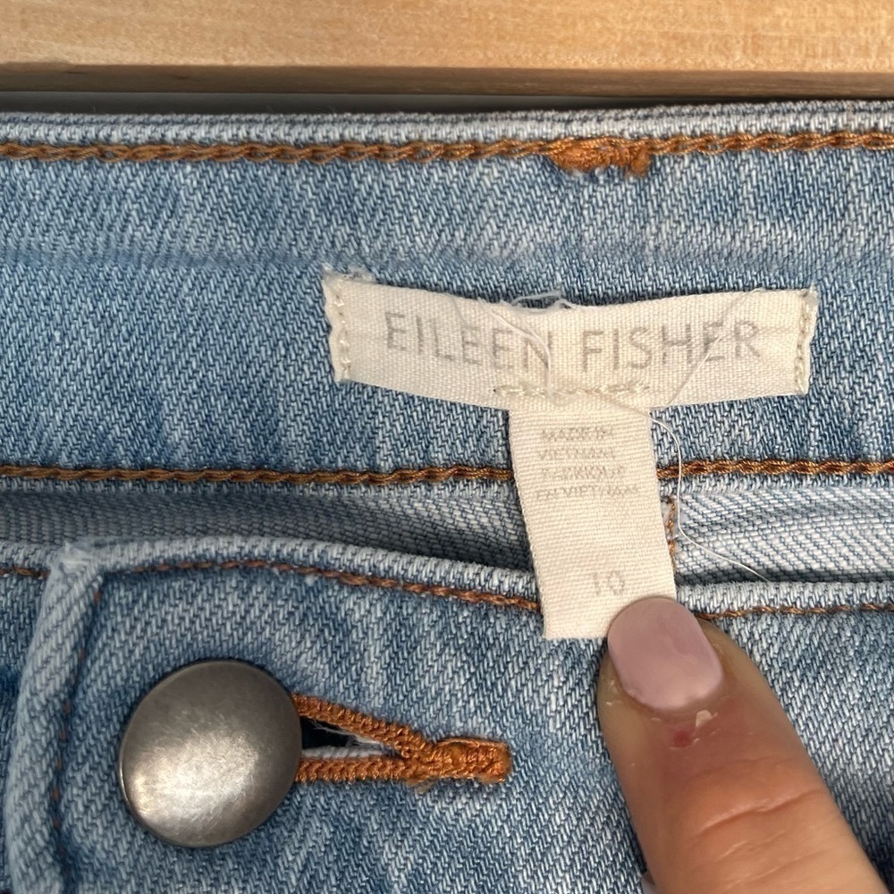 Eileen Fisher Organic Cotton Straight Stretch Ankle Jeans Sz 10 - Style #R18BD - Picture 5 of 11